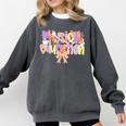 Physical Education Halloween Bow Checkered Teacher Ghost PE Comfort Colors Sweatshirt Pepper