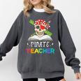 Pirate Teacher Halloween Skull Adult Comfort Colors Sweatshirt Pepper
