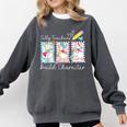 Preppy Silly Teacher Goose Build Character Back To School Comfort Colors Sweatshirt Pepper