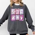 Preppy Spooky Teacher Halloween Ghost Coquette Bow Autumn Comfort Colors Sweatshirt Pepper