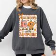 Pumpkin Teacher Preppy Fall In Love With Learning Autumn Comfort Colors Sweatshirt Pepper