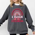 Rainbow Retro Homeschool Mom Teacher I Teach In My Pajamas Comfort Colors Sweatshirt Pepper
