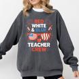 Red & Blue Teacher Crew Shirt 4th Of July Sunglasses Comfort Colors Sweatshirt Pepper