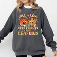Retro Fall In Love With Learning Autumn Pumpkin Teacher Kids Comfort Colors Sweatshirt Pepper