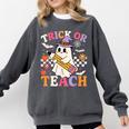 Retro Floral Ghost Trick Or Teach Groovy Teacher Halloween Comfort Colors Sweatshirt Pepper Retro Floral Ghost Trick Or Teach Groovy Teacher Halloween Comfort Colors Sweatshirt Pepper