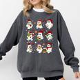 Santa Ghost Reading Books Christmas Library Teacher Comfort Colors Sweatshirt Pepper