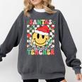 Santas Favorite Teacher Retro Groovy Smile Face Christmas Comfort Colors Sweatshirt Pepper Santas Favorite Teacher Retro Groovy Smile Face Christmas Comfort Colors Sweatshirt Pepper
