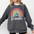 Sé Amable Spanish Bilingual Teacher Be Kind Boho Rainbow Comfort Colors Sweatshirt Pepper