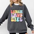 Soul Bleach Teacher Staff First Day Of School Last Hugs & High Fives Lunch Lady Vibes Blue Classic Fit Comfort Colors Sweatshirt Pepper