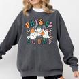 Spooky Ghost PE Teacher Squad Physical Education Halloween Comfort Colors Sweatshirt Pepper