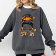 STEM Teacher Messy Bun Fall Vibes Autumn Thanksgiving Men Women Comfort Colors Sweatshirt Pepper