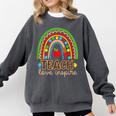 Teach Love Inspire Rainbow Leopard Cheetah Print Teacher Comfort Colors Sweatshirt Pepper Teach Love Inspire Rainbow Leopard Cheetah Print Teacher Comfort Colors Sweatshirt Pepper