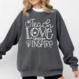 Teach Love Inspire Retro Teacher Kids Back To School Comfort Colors Sweatshirt Pepper