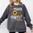 TEACH LOVE INSPIRE Teacher Sunflower Appreciation Comfort Colors Sweatshirt Pepper TEACH LOVE INSPIRE Teacher Sunflower Appreciation Comfort Colors Sweatshirt Pepper
