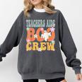 Teachers Aide Boo Crew Ghost Groovy Halloween For Women Comfort Colors Sweatshirt Pepper