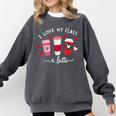 Teachers Valentine Day I Love My Class A Latte Coffee Women Comfort Colors Sweatshirt Pepper