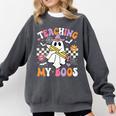 Teaching My Boos Ghost Teacher Cute Groovy Halloween Teacher Comfort Colors Sweatshirt Pepper