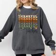 Thankful Teacher Thanksgiving Fall Pumpkin Turkey Comfort Colors Sweatshirt Pepper