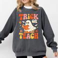 Trick Or Teach Halloween Shirt For Teacher Kids Floral Ghost Comfort Colors Sweatshirt Pepper Trick Or Teach Halloween Shirt For Teacher Kids Floral Ghost Comfort Colors Sweatshirt Pepper