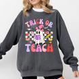 Trick Or Teach Halloween Teacher Floral Ghost Groovy Comfort Colors Sweatshirt Pepper Trick Or Teach Halloween Teacher Floral Ghost Groovy Comfort Colors Sweatshirt Pepper