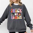 Trick Or Teach Retro Groovy Halloween Teacher Comfort Colors Sweatshirt Pepper