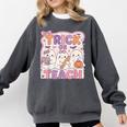 Trick Or Teach Retro Halloween Teacher Look Comfort Colors Sweatshirt Pepper