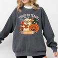 Trick Or Teach Retro Halloween Teacher Women Men Costume Comfort Colors Sweatshirt Pepper