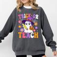 Trick Or Teach Teacher Ghost Teaching Fun Halloween Teacher Comfort Colors Sweatshirt Pepper