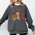 Turkey Reading Books Fall Thanksgiving Teacher Librarian Comfort Colors Sweatshirt Pepper
