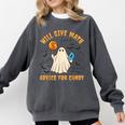 Will Give Math Advice For Candy Math Ghost Teacher Halloween Comfort Colors Sweatshirt Pepper
