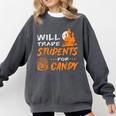 Will Trade Students For Candy Halloween Costume Teacher Comfort Colors Sweatshirt Pepper Will Trade Students For Candy Halloween Costume Teacher Comfort Colors Sweatshirt Pepper