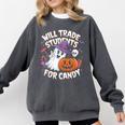 Will Trade Students For Candy Halloween Teacher Comfort Colors Sweatshirt Pepper