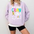 100th Day Of School Get Your Cray On Teacher Comfort Colors Sweatshirt Orchid