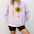 4th Grade Teacher Love Autumn Fall Sunflower Appreciation Comfort Colors Sweatshirt Orchid