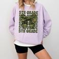 5th Grade Teacher Student Camo Bow Back To School Comfort Colors Sweatshirt Orchid