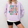 ABC Cute Monster Alphabet Halloween Teacher Costume Kids Comfort Colors Sweatshirt Orchid