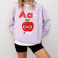 A Is For Apple Pre-K Kindergarten Teacher Student Comfort Colors Sweatshirt Orchid
