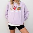 Art Teacher Peace Love Art For Artists And Painters Comfort Colors Sweatshirt Orchid