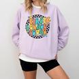 Back To School Groovy Teacher 1st First Grade Crew Squad Comfort Colors Sweatshirt Orchid Back To School Groovy Teacher 1st First Grade Crew Squad Comfort Colors Sweatshirt Orchid