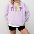 Back To School Neon Checkered First Grade Colorful Teacher Comfort Colors Sweatshirt Orchid Back To School Neon Checkered First Grade Colorful Teacher Comfort Colors Sweatshirt Orchid