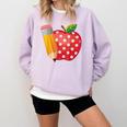 Back To School Pencil And Apple Teacher Student Comfort Colors Sweatshirt Orchid Back To School Pencil And Apple Teacher Student Comfort Colors Sweatshirt Orchid