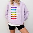 Back To School Teacher We Are Like A Box Of Crayons Comfort Colors Sweatshirt Orchid Back To School Teacher We Are Like A Box Of Crayons Comfort Colors Sweatshirt Orchid