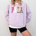 Back To School Teacher Para Preppy Checkered Para Life Comfort Colors Sweatshirt Orchid