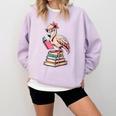 Book Lover Cute Flamingo Reading Teacher Librarian Women Comfort Colors Sweatshirt Orchid