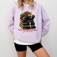 All Booked For Christmas Christmas Book Tree For Teacher For Men Women Kids Comfort Colors Sweatshirt Orchid