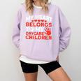 Childcare My Heart Belongs To Children Daycare Teacher Men Women Comfort Colors Sweatshirt Orchid