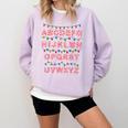Christmas Alphabet Candy Cane Teachers Students Candy Cane For Men Women Kids Comfort Colors Sweatshirt Orchid Christmas Alphabet Candy Cane Teachers Students Candy Cane For Men Women Kids Comfort Colors Sweatshirt Orchid