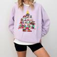 Christmas Library Tree Love Reading Books Nerd Teacher Comfort Colors Sweatshirt Orchid