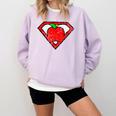 Cute Distressed Super Teacher Superhero Apple Shirt Comfort Colors Sweatshirt Orchid Cute Distressed Super Teacher Superhero Apple Shirt Comfort Colors Sweatshirt Orchid