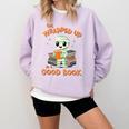 Cute Halloween Teacher Librarian Mummy Reading Books Comfort Colors Sweatshirt Orchid Cute Halloween Teacher Librarian Mummy Reading Books Comfort Colors Sweatshirt Orchid